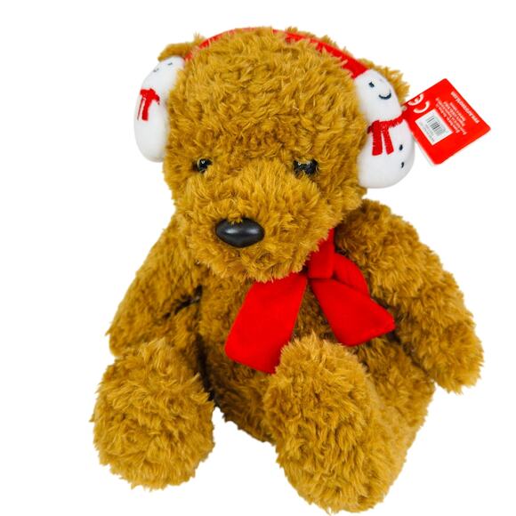 5 for $25| Aurora Winter Bear with Snowman Earmuffs & Scarf 10" Plush - Picture 1 of 5